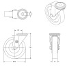 Lot roulettes à oeil pivotantes et pivotantes à frein polyuréthane injecté rouge  40 mm - 120 Kg