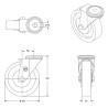 Roulette à oeil INOX pivotante diamètre 200 mm roue polyuréthane rouge  - 300 Kg