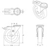 Lot de 4 roulettes à Oeil INOX pivotantes et pivotantes à frein polyuréthane rouge 100 mm - 510Kg