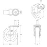 Roulette pivotante diamètre 125 mm polyamide blanc tige lisse 22 x 47 mm