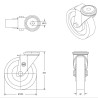 Roulette pivotante de chariot de supermarché à CADDIE patte verticale diamètre 125 mm caoutchouc gris  - 80 Kg