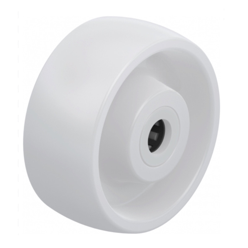 Roue polyamide blanc diamètre 80 x 30 alésage 12 longueur de moyeu 35 mm roulement à rouleaux