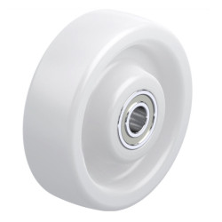 Roue polyamide blanc diamètre 200 x 50 alésage 25 longueur de moyeu 60 mm roulement à billes