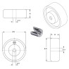 Roue polyuréthane jante aluminium 82 x 34 alésage 17 longueur de moyeu 34 mm roulement à billes