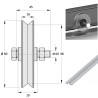 Roue à gorge en V diamètre 60 x 19  pour rail en V  - 100 Kg