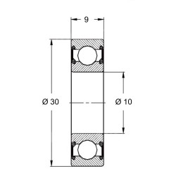 6200-2RS - Roulement à billes 10 x 30 x 9 mm