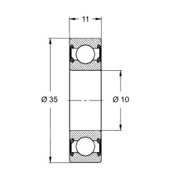 6300-2RS - Roulement à billes 10 x 35 x 11 mm