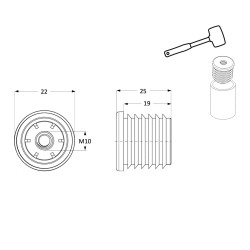 Plan Embout taraudé pour tube rond 22 - M10