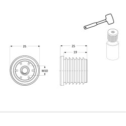 Plan Embout taraudé pour tube rond 25 - M10