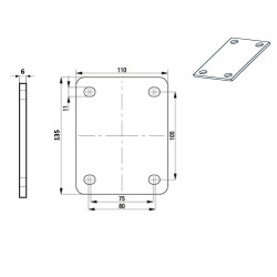 Plan Plaque à souder 135x110 Entre-axe 105x80 épaisseur 6 mm