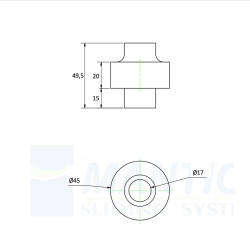 Plan Olive Zytel pour guide haut Ø 45 x 49,5 Alésage 17 mm