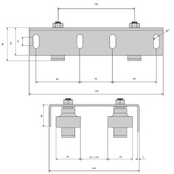 Plan Guide haut réglable, 4 olives Zytel Ø 45 mm pour portail de 30 à 62 mm