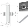 Roue à gorge ronde diamètre 80 x 20  pour rail rond de Ø20 - 200 Kg