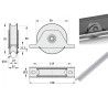 Monture à encastrer, roue à gorge rond Ø 80 x 20  pour rail Ø 16 mm - 200 Kg