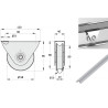 Monture extérieur, roue à gorge rond Ø 100 x 20 pour rail Ø 16 mm - 400 Kg