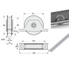 Plan Monture à encastrer, roue à gorge rond Ø 100 x 25 pour rail Ø 20 mm - 400 Kg
